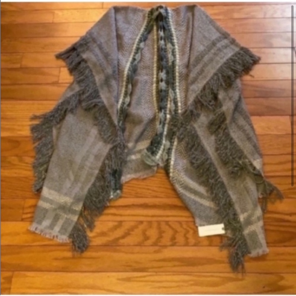 Anthropologie Cardigan Women One Size Gray/Metallic Gold Knit Cardigan